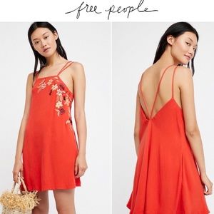 Free People red low back swing dress